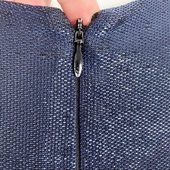 Jonathan Simkhai Metallic Long Sleeve Mini Dress Blue Cocktail Evening Party - Picture 5 of 9